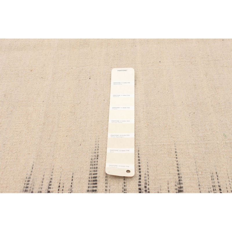 Tapis beige en laine noué à la main de conception unique 6 pi 7 po x 9 pi 10 po New Age