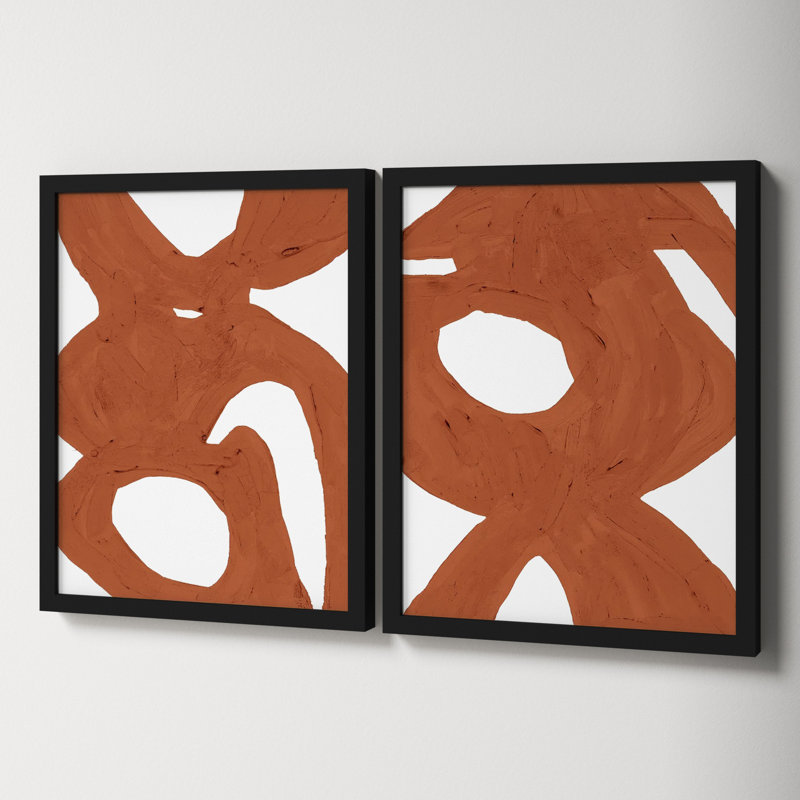Copper Harmony Set Of 2 by Andrea Stokes, 20" H x 32" W x 1.25" D, Black Framed