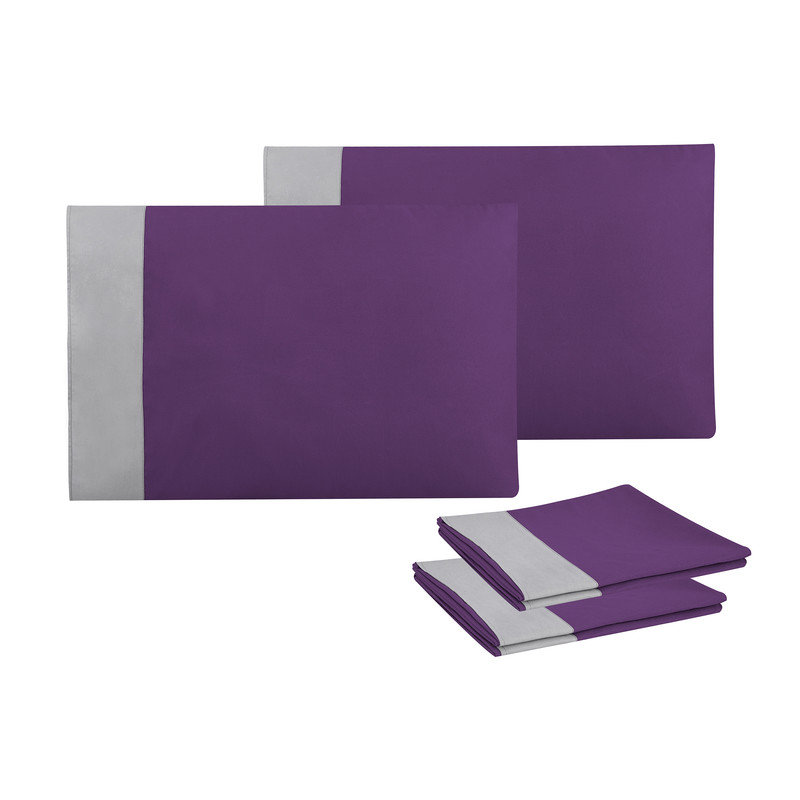 2 Pcs Patchwork Pillowcase, King Pillowcase, Drak Purple