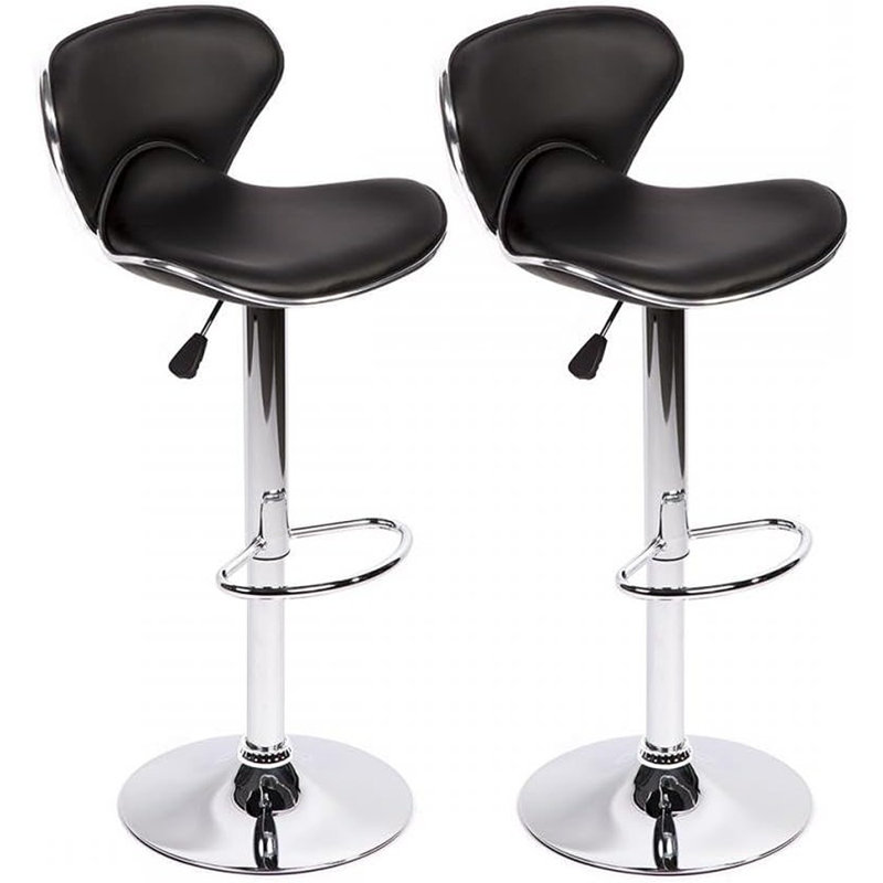 Ensemble de 2 tabourets de bar pivotants en cuir synthétique modernes, noir