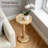 Natural Rattan End Table, Boho Solid Wood Octagon Side Table For Small Spaces, Accent Pedestal Drink Table For Living Room, Bedroom, Home Office