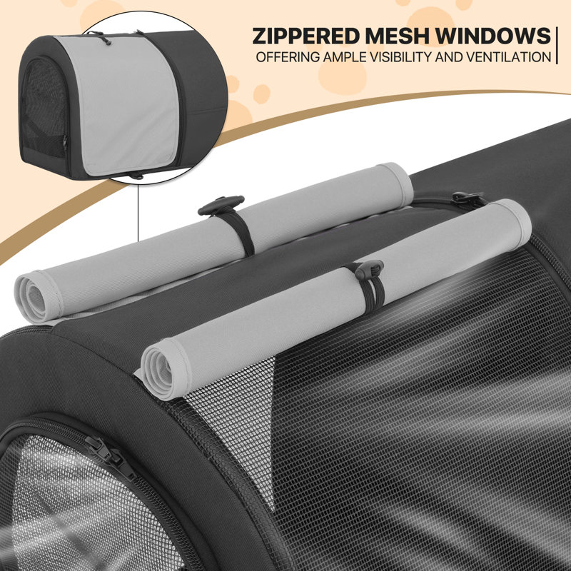 Black and Gray Double Pet Stroller with Steel Frame