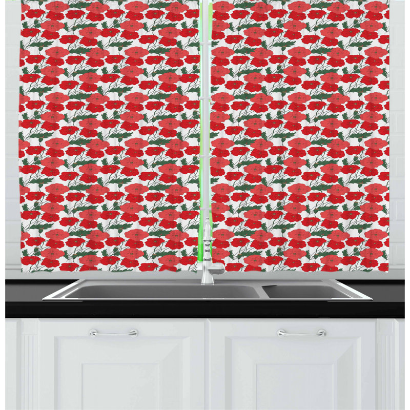 Floral Tailored Kitchen Curtain