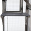 Lean to Window Catio, Large Cat Window Catio Enclosure Cage with Waterproof PVC Cover, Wooden Multi-Level Perches Catio Escape-Proof Galvanized Mesh for Indoor Cats, Outdoor Patio 150 x 180 cm