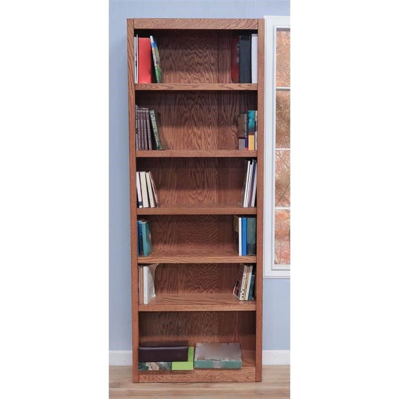  Bibliothèque à 6 tablettes de hauteur simple en bois l 30 "x H 84", Chêne
