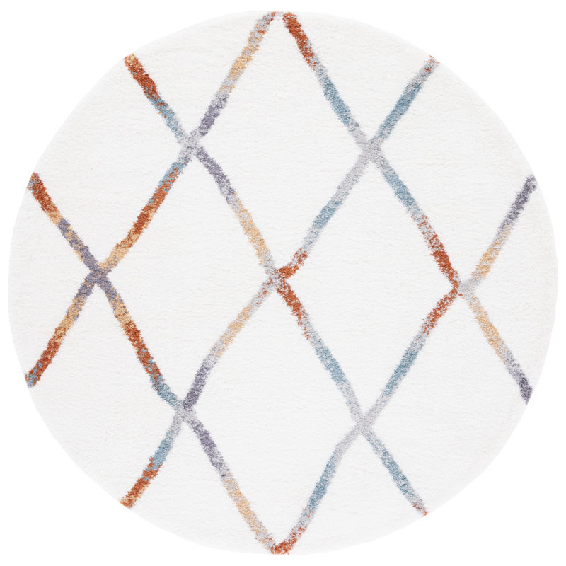 Berber Shag Performance Geometric Rug, Round 7'