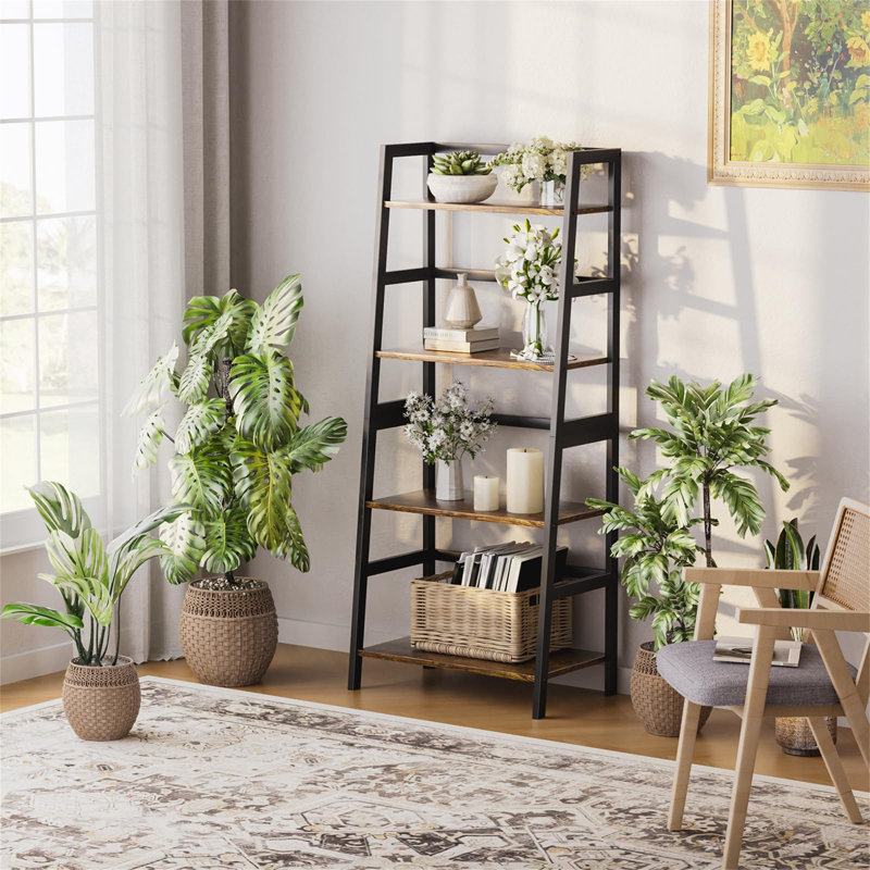 125cm H x 53.4cm W Standard Bookcase, Black/Brown
