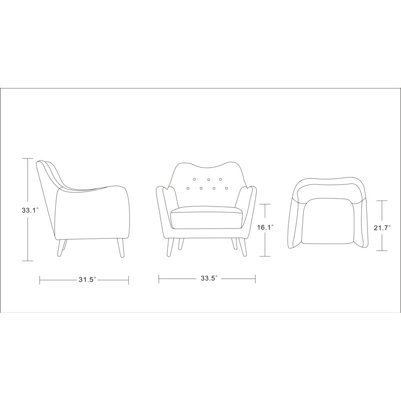 Fauteuil en lin touffeté de 57,5 po Shuford, Anthracite