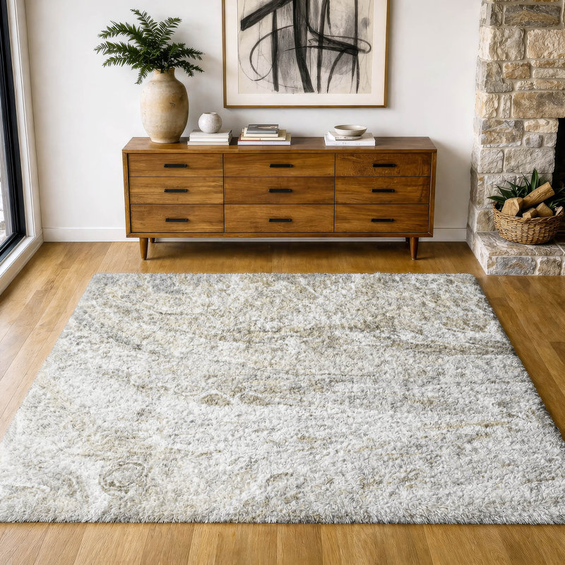 Tapis à poil long de qualité supérieure lavable à la machine ADS602, Taupe, 3' x 5'