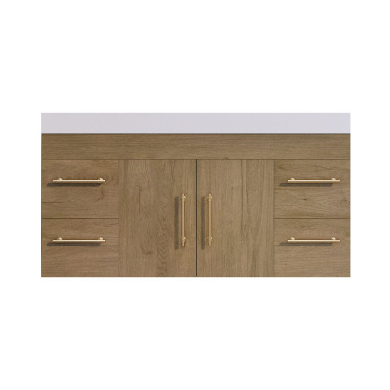 Lissy Spring 48" Wall-Mounted Single Bathroom Vanity Set, White Oak