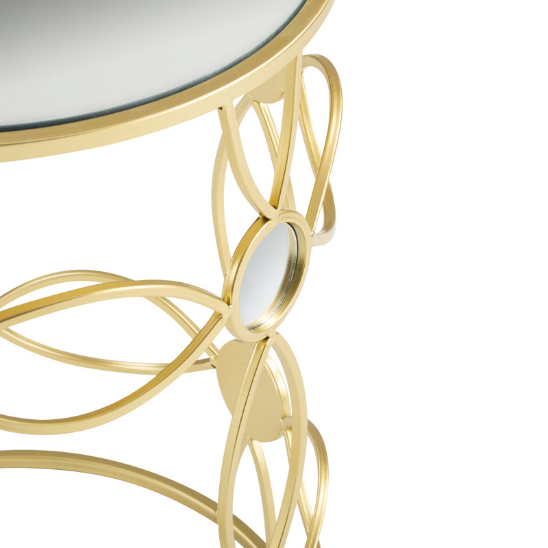 Table d'appoint à plateau miroir doré et transparent avec structure en métal - structure de base 15 po x 15 po x 20 po, polyvalente pour la vie quotidienne, plateau sans assemblage, base stable, utilisation multifonctionnelle, requise