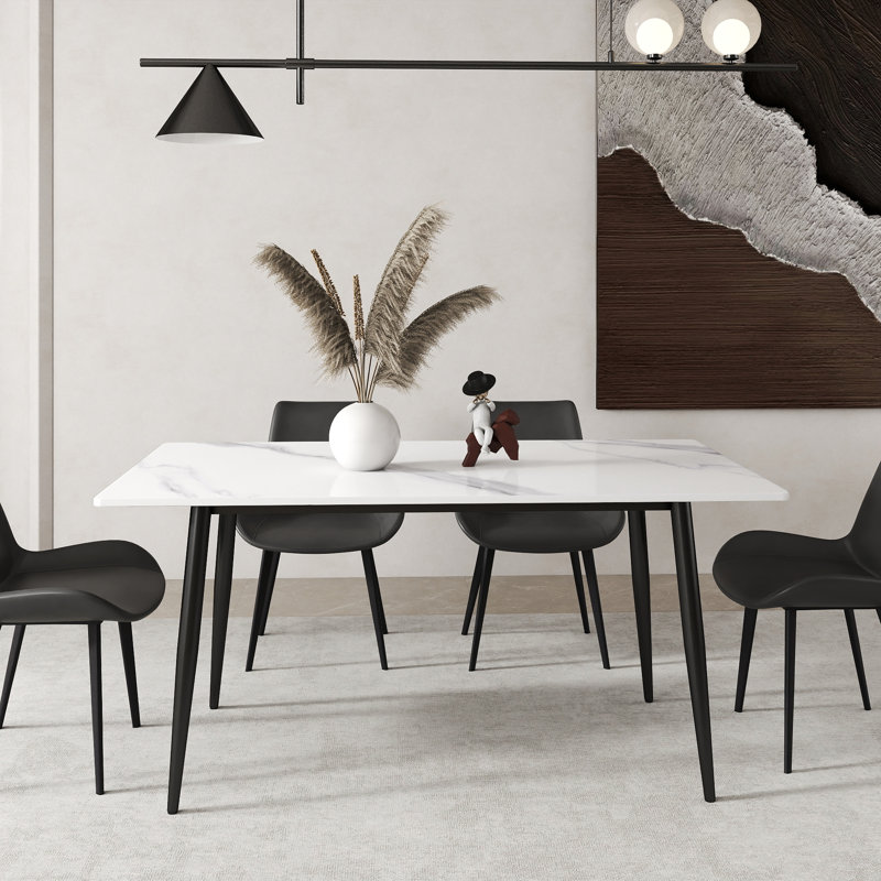 Grande table de salle à manger Juvan, Blanc neige, H 29,21 po x L 31,49 po x l 62,99 po