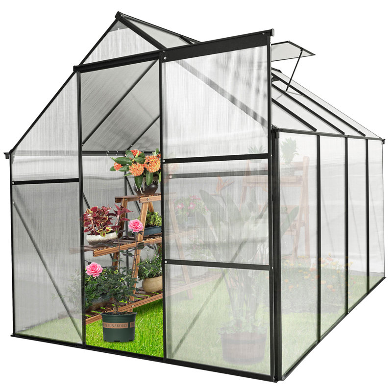 Polycarbonate Greenhouse Raised Base, Black, 76.77" H x 74.8" W x 98.43" D