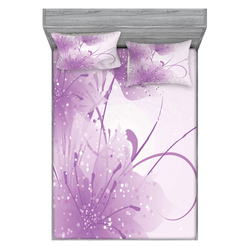 Microfiber Floral Sheet Set, Full/Double Sheet Set with Fitted Sheet