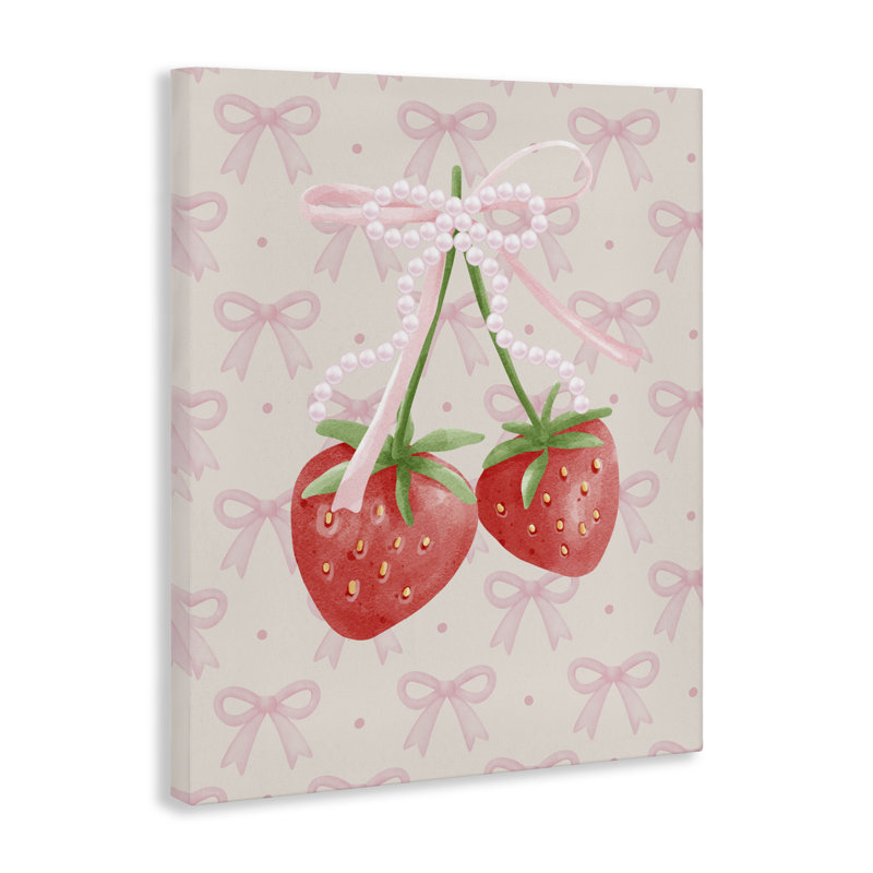 Toile fraise Bows & Berries, design par Jesse Keith, H 20 po x l 16 po