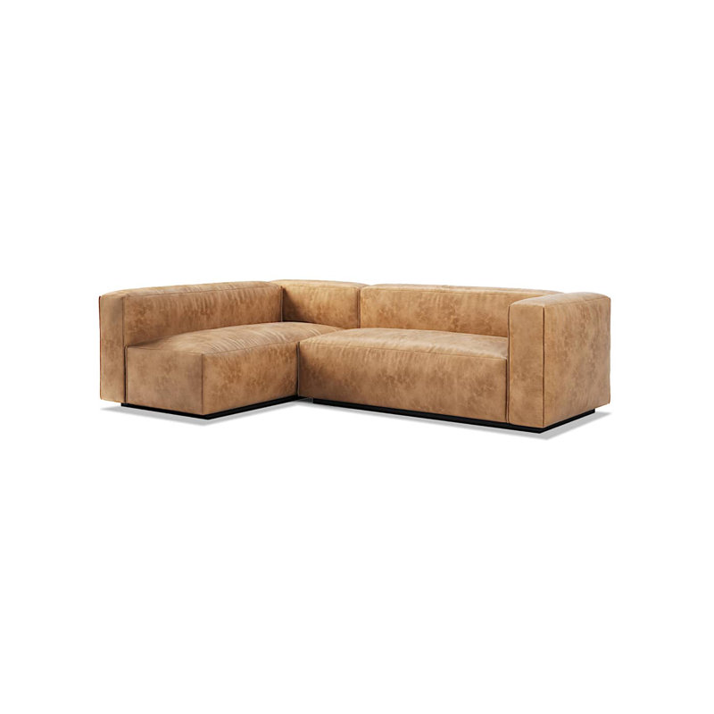 Cleon Modular Sectional, Camel Genuine Leather, Right Hand Facing