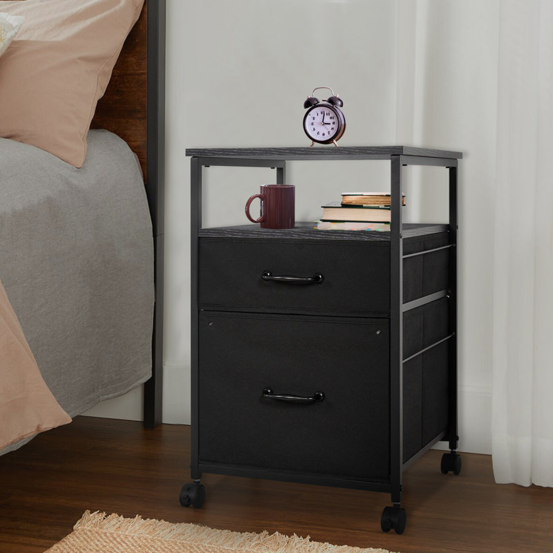 Tamaine 25.19'' H x 16.14'' W Printer Stand with Wheels, Black