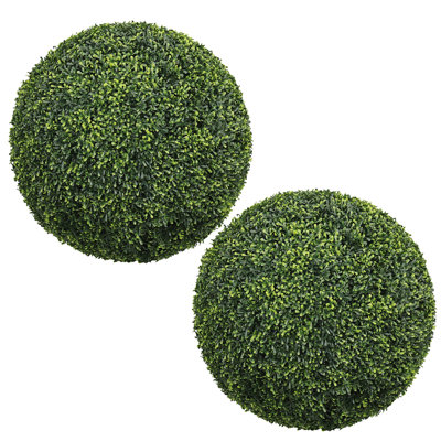 22,4 po boules de topiaire artificielles en faux bois de buis, grandes sphères décoratives vertes pour la décoration de jardinière de patio, 2 pièces / ensemble