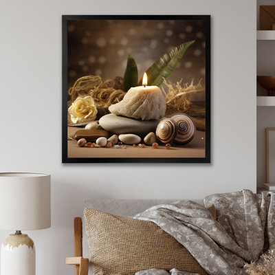 " Candle Flame Zen Stone Cairn Sculpture Balance " by Designart
