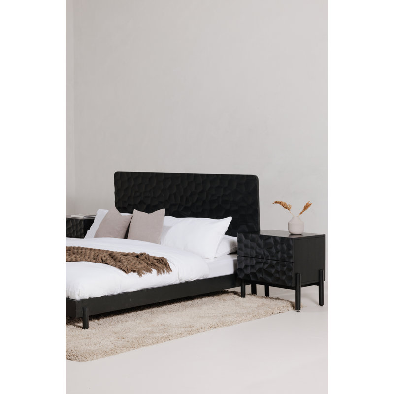 Marsa Upholstered Platform Bed, Black, Queen