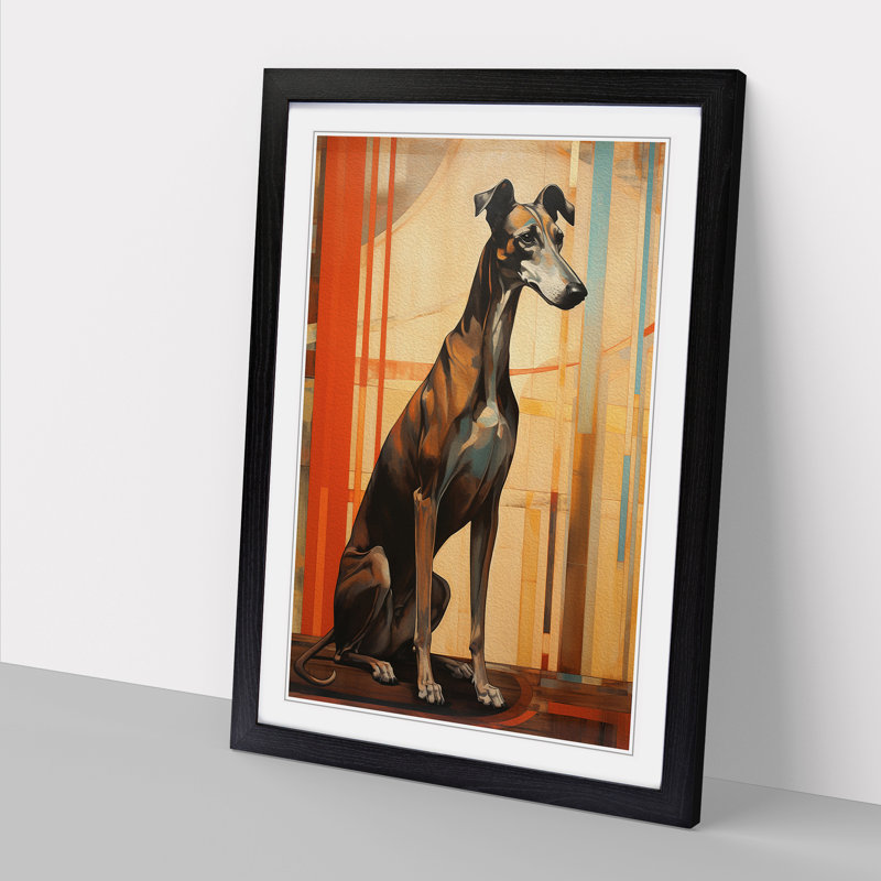 Greyhound Art Deco Art - Framed Print