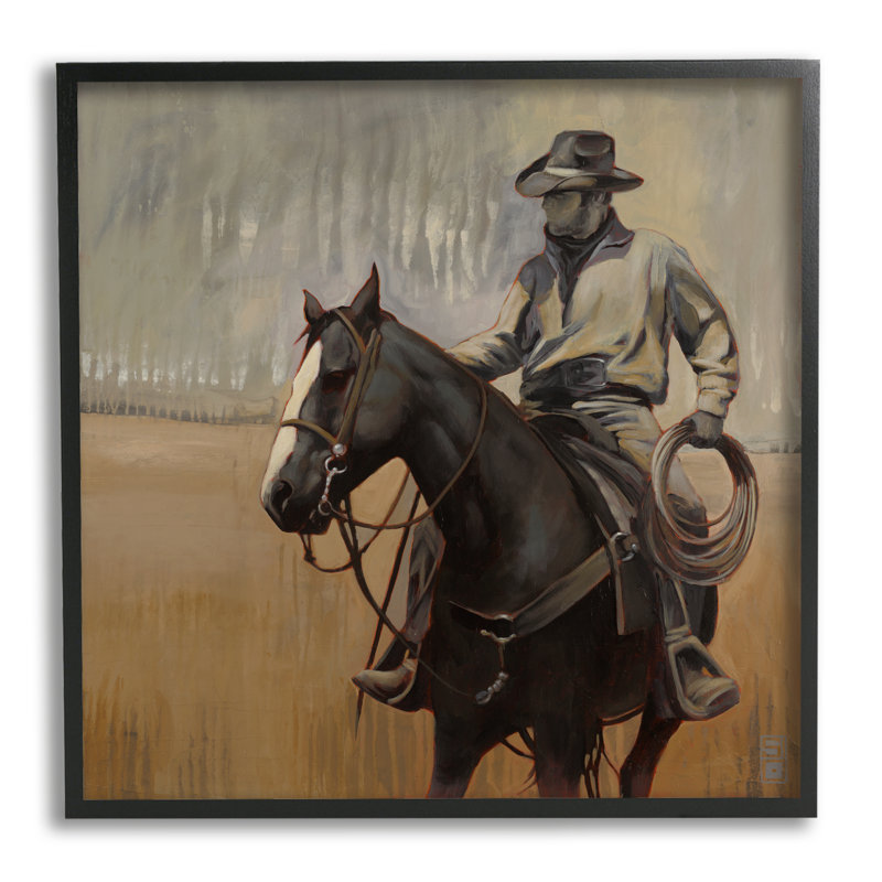«Stupell Industries Cowboy with Modern Splash», art mural par Stacy Daguiar, Giclée encadrée noir minuit