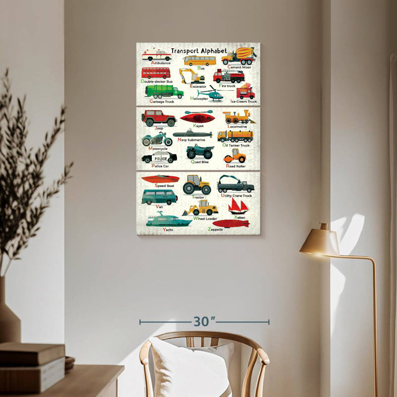 Tableau pour enfants Ashelle Transport Alphabet, H 57 po x l 36 po