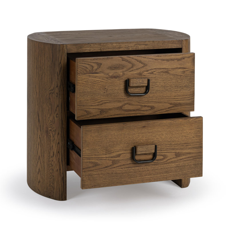 Kyrie 2-Drawer Oak Veneer Nightstand