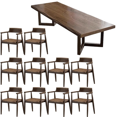Ensemble de table de salle à manger rectangulaire moderne en bois massif