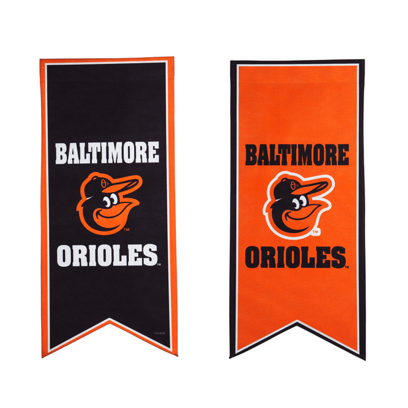Toile de lin 2 faces 28 x 13 po MLB Drapeau de jardin, Baltimore Orioles
