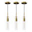 Luminaires suspendus dorés, ensemble de 3 luminaires suspendus modernes avec abat-jour en verre transparent rayé, luminaires suspendus pour îlot de cuisine, luminaire suspendu de style campagnard pour salle à manger et salle de bain