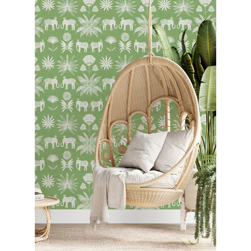 Maravilla Tropical Elephant Luxury Wallpaper, Yellow