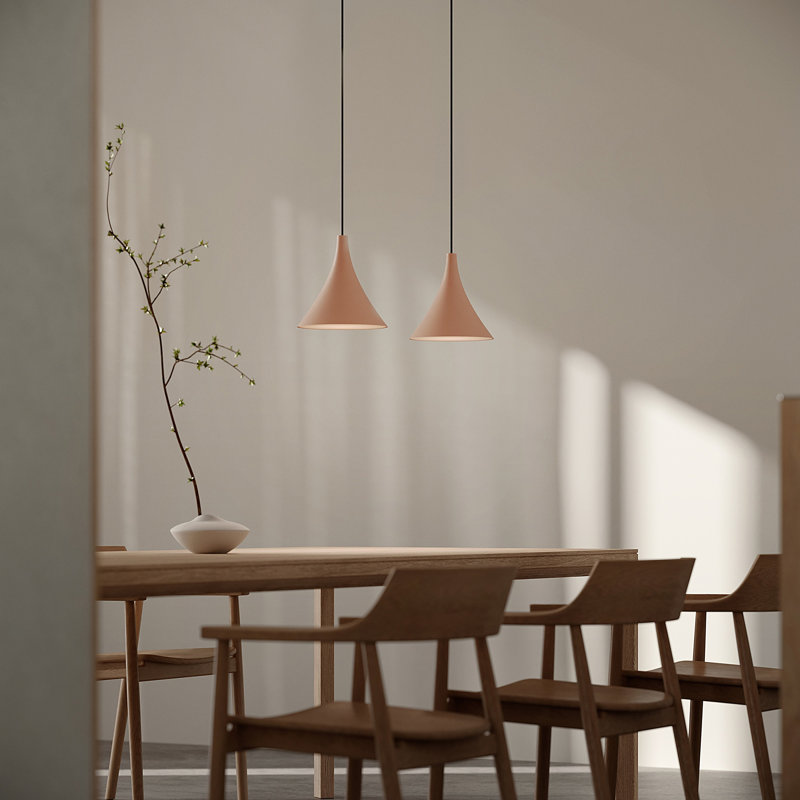 Gota Pendant Light, Black, Blossompink, 14" H x 9.84" W x 9.84" D