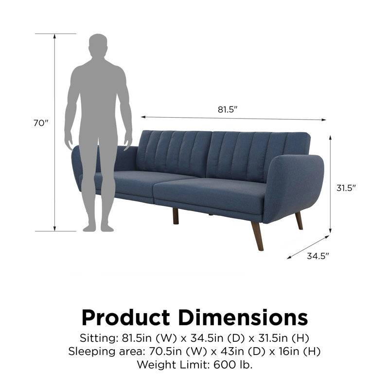 Novogratz Brittany 81.5" Round Arm Convertible Sofa