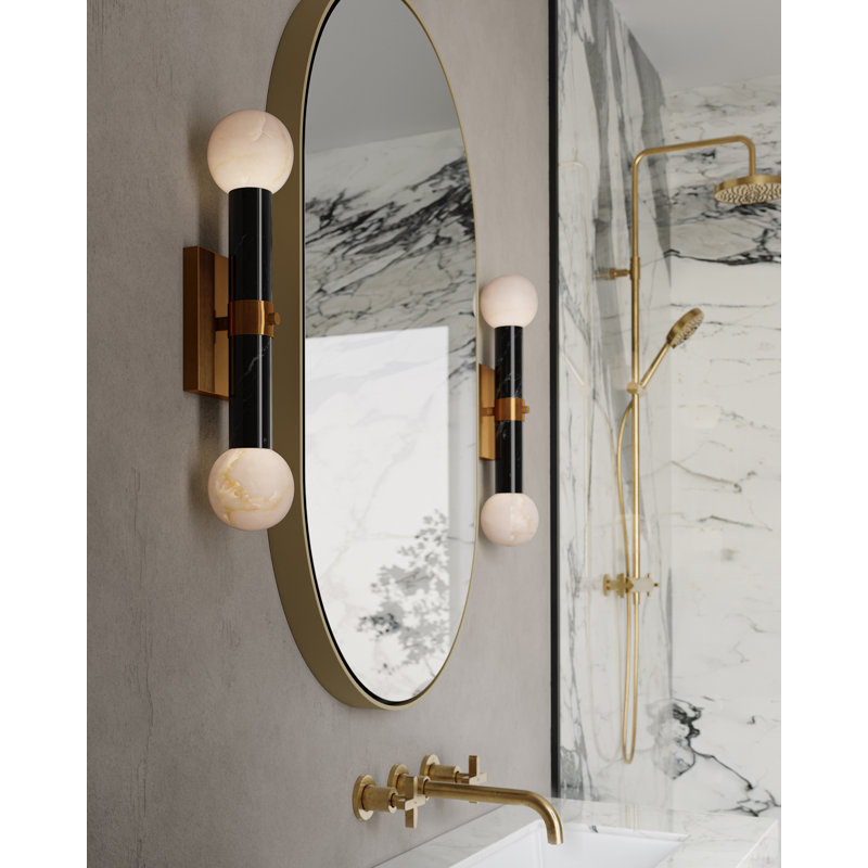 Beatrix Beige Bath Wall Sconce, Black