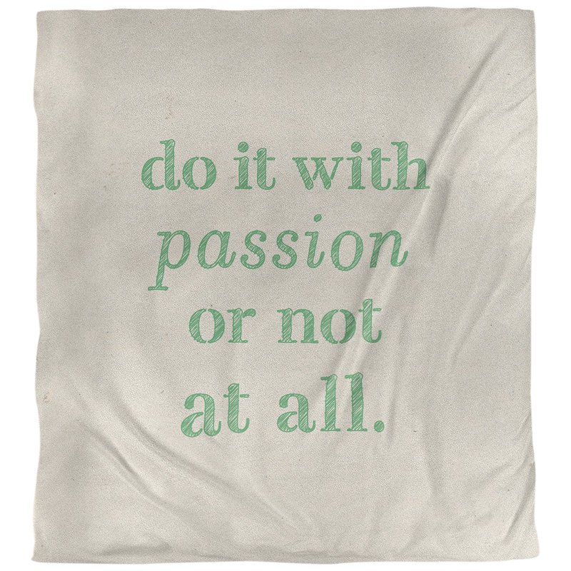 Housse de couette simple avec citation inspiration passion, Housse de couette pour très grand lit, Blanc / Vert