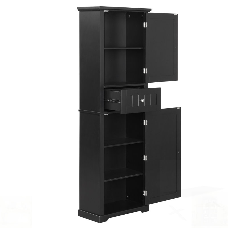 Tall Freestanding Bathroom Storage Cabinet With Drawer And Adjustable Shelf, MDF Board With Painted Finish