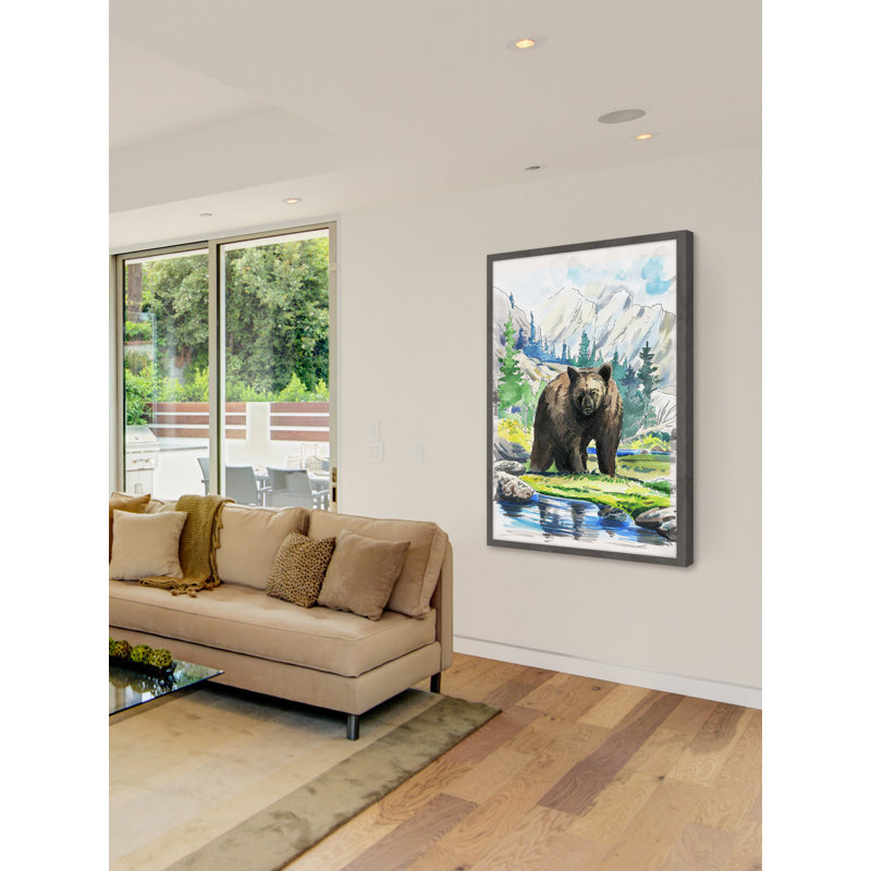 Black Bear - Single Picture Frame Painting, 61cm H x 41cm W 