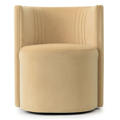 Velvet Upholstered Barrel Accent Chair with Casters