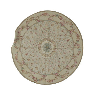 Wool Oriental Area Rug in Stone/Pink