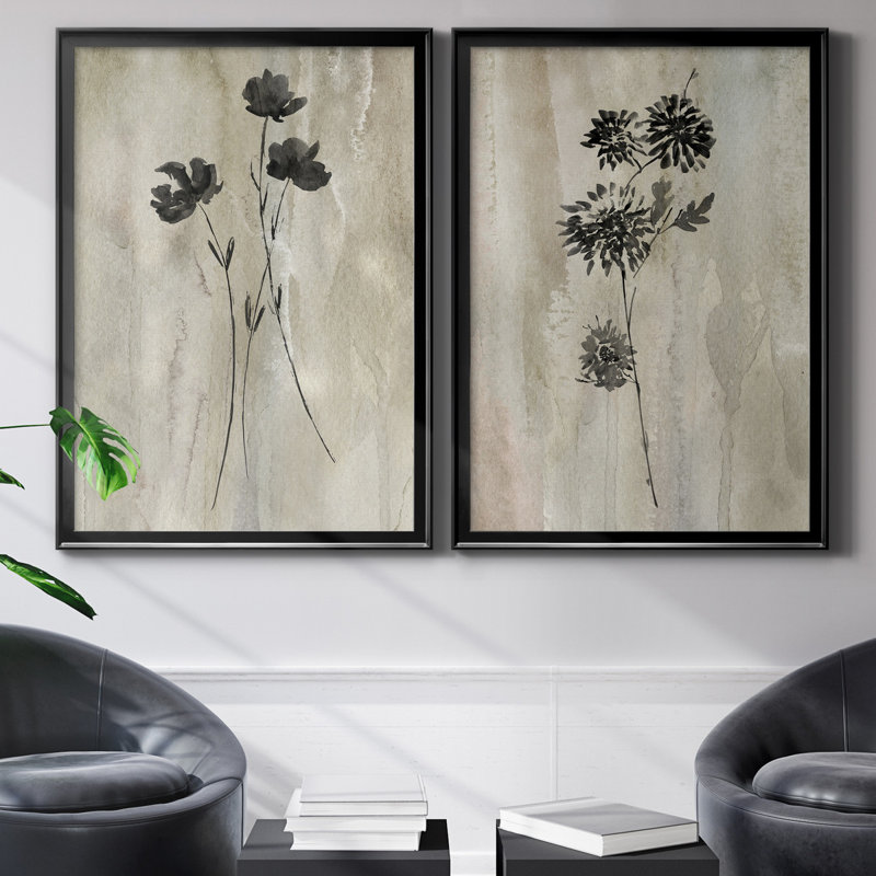 " Sumi-E Silhouette III " 2 - Pieces, Framed Print without Mat, 26.5" H x 73" W, Does Not Apply