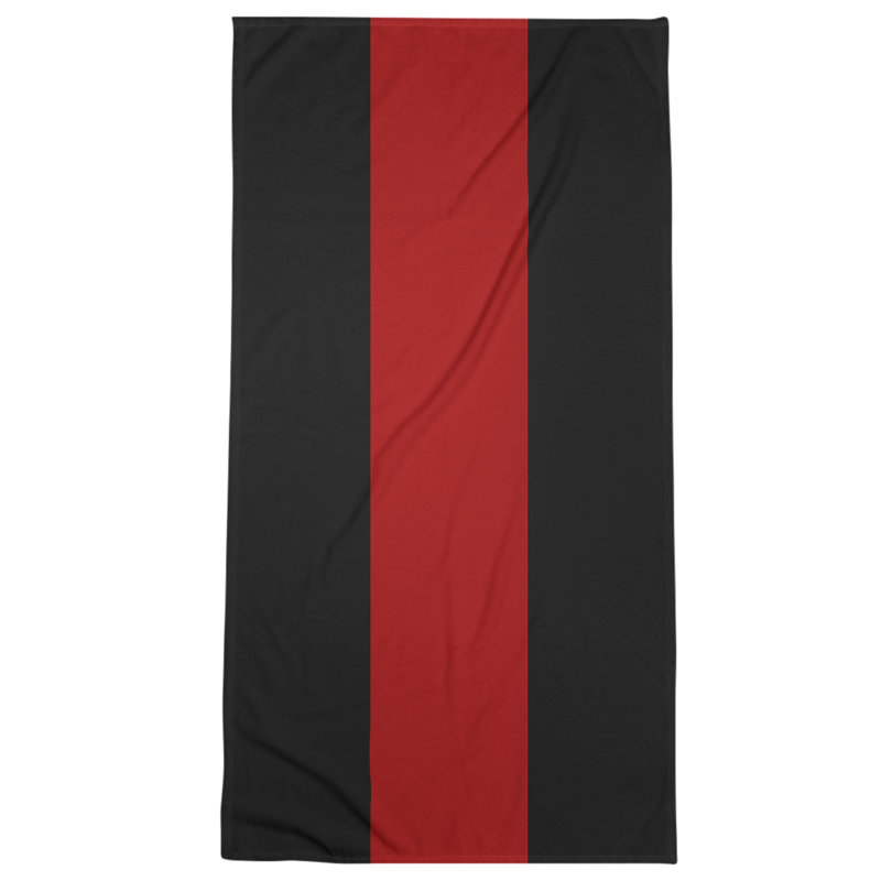 Cotton Blend Beach Towel, Black/Dark Red