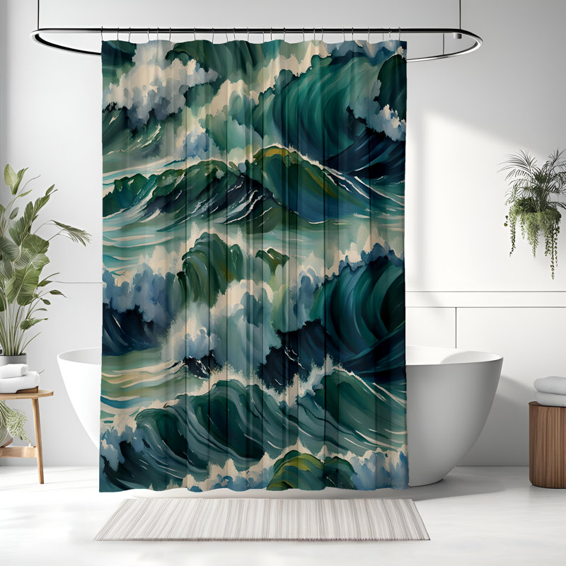 Rideau de douche avec tapis de bain, L 70 po x H 93 po