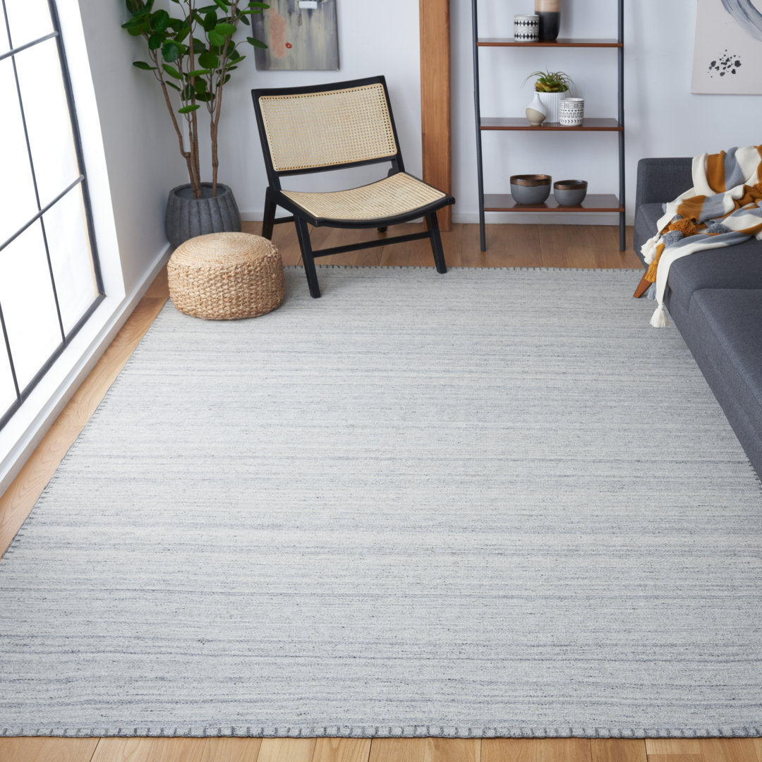 Angenette Flat Weave Wool/Cotton Solid Color Rug in Gray Gracie Oaks Rug 