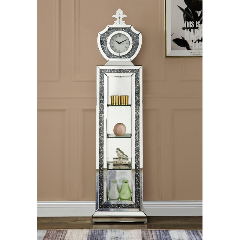 Billington Vertical Grandfather Clock with LED in Mirrored and Faux Diamonds