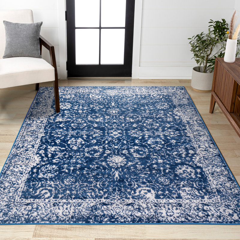Tapis bleu marine Soleiman, Rectangle 5 pi 3 po x 7 pi 6 po