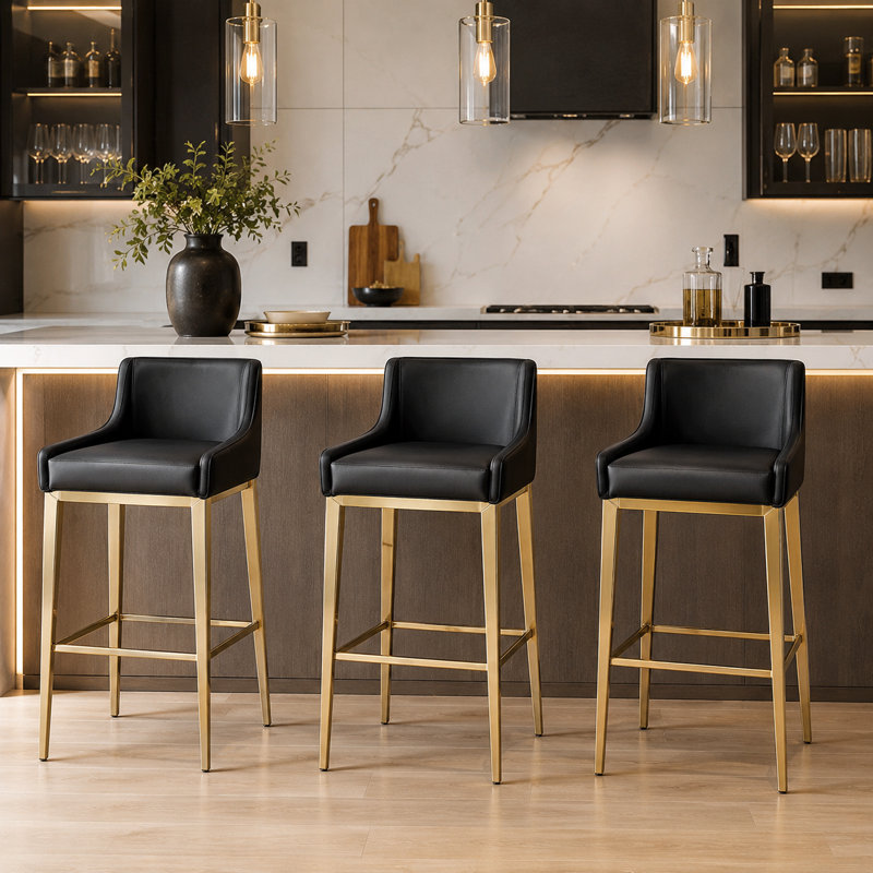 Tabouret de comptoir Davina Gold, Noir