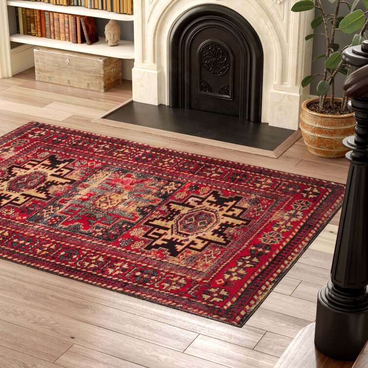 Payless Rugs Clearance Belvedere Scroll Red Area Rug - 7 ft