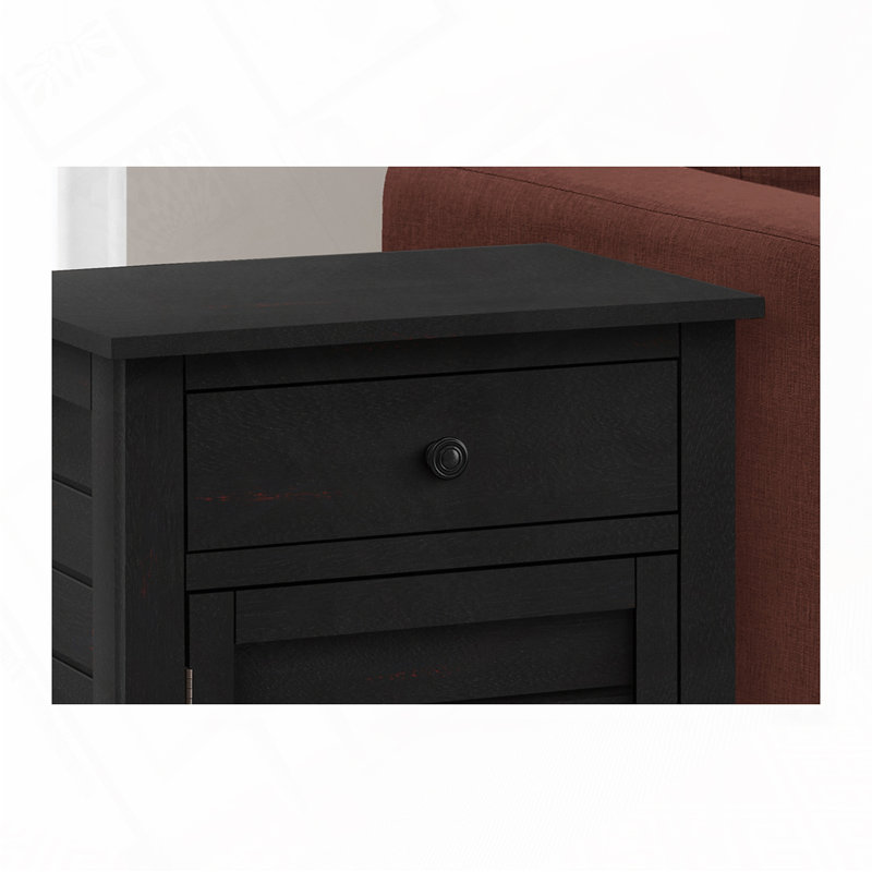 Wood Storage Nightstand, Black