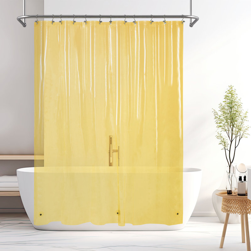 Waterproof Lightweight PEVA Single Shower Curtain Liner, Clear Yellow, 72"H x 72"W